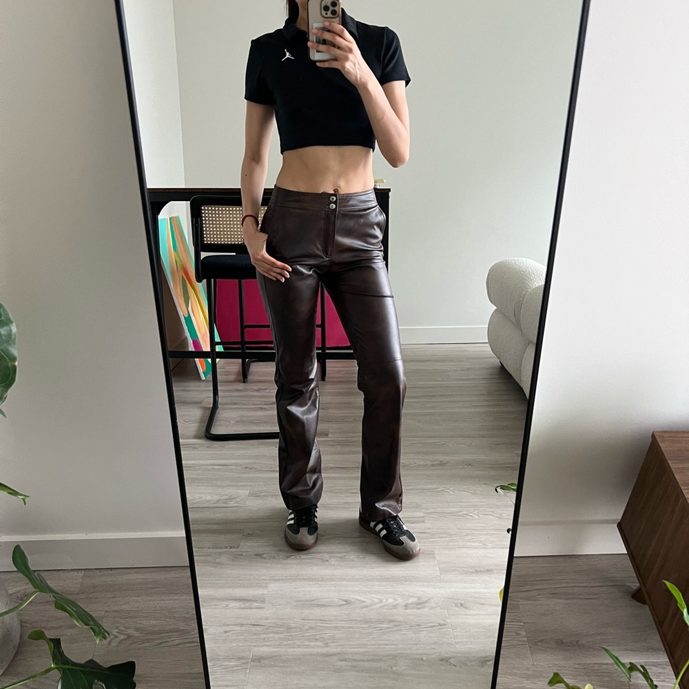 Faux leather pants